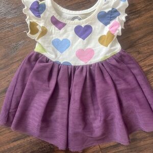 Purple Heart Print Kids Dress